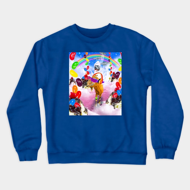 Cook Dog Riding Goat in Space Crewneck Sweatshirt by Random Galaxy